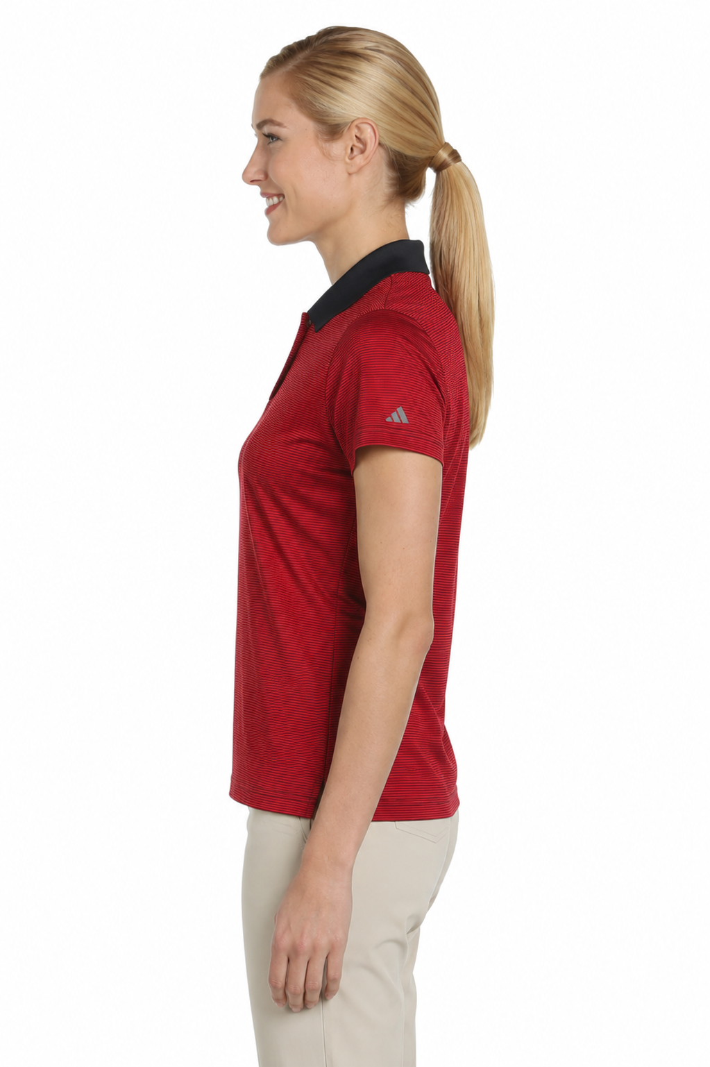 Adidas Ladies Stripe Polo Shirt - Image 3