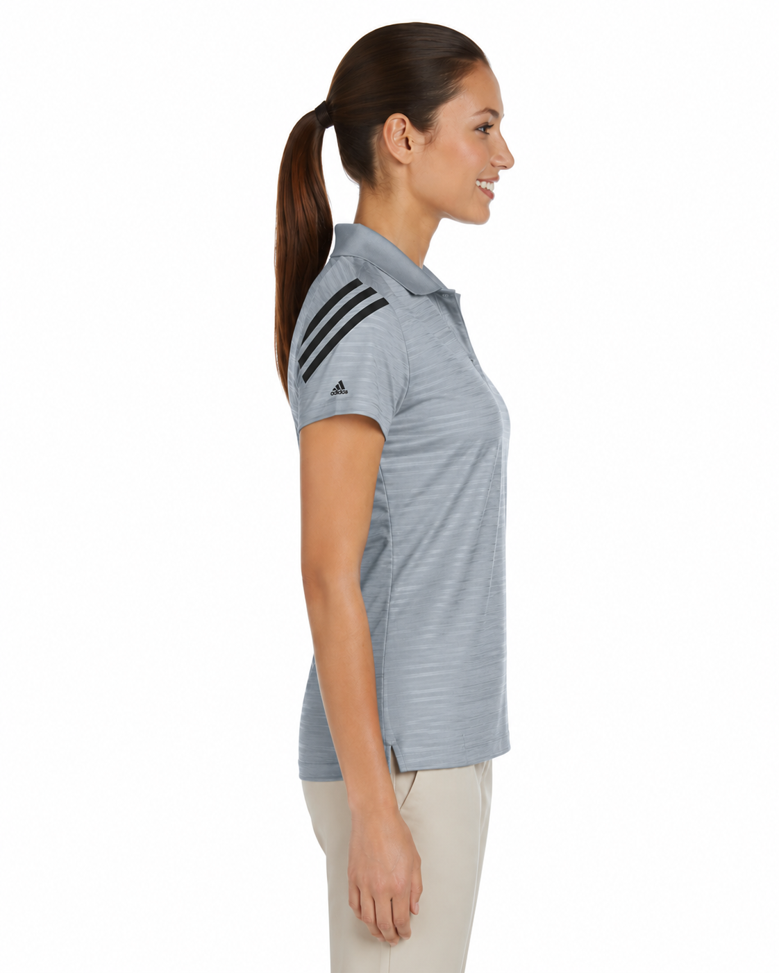 Adidas Ladies Striped Polo Shirt - Image 3