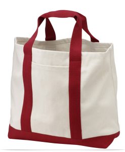 Embroidered Logo Tote Bag Two Tone