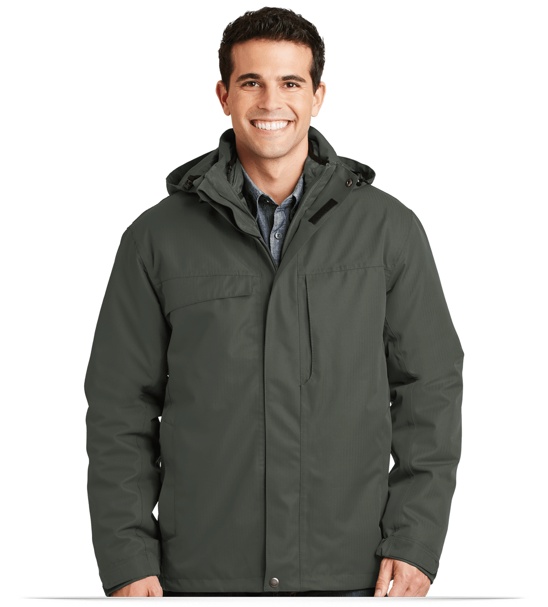 BJ302-Spruce-green-Front Custom 3-in-1 Parka