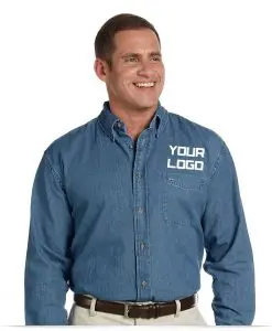 Custom Logo Denim Shirt, Embroidered
