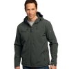 Embroidered Logo Textured Hooded Soft Shell Jacket