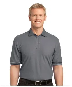 Custom Logo Men’s Easy Care Tipped Polo