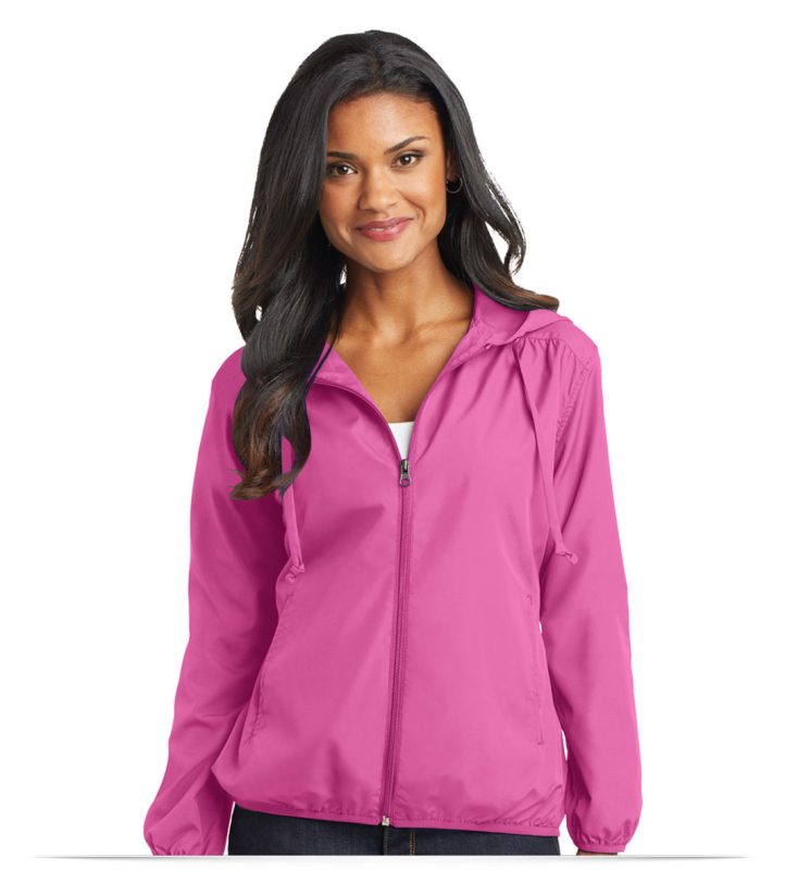Ladies Hooded Polyester Jacket with Custom Embroidered Logo