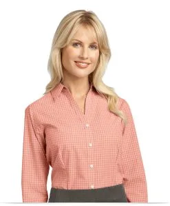 Customize Logo Ladies Plaid Easy Care Shirt