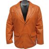 Embroidered Logo Leather Blazer