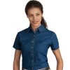 Embroidered 100% Cotton Short Sleeve Women’s Denim Shirt