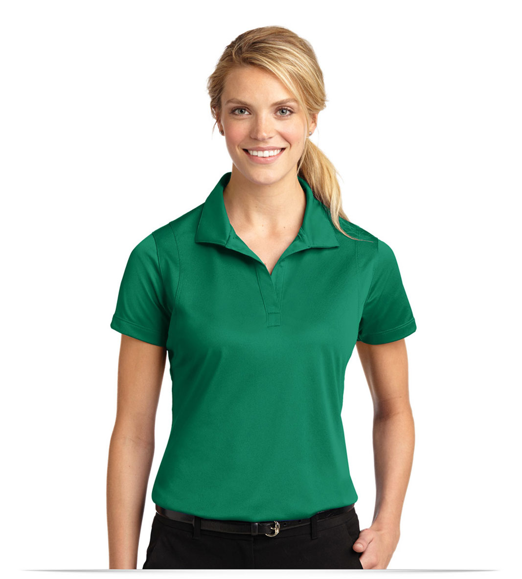 Kelly Green Ladies Custom Logo Moisture Wicking Sport Shirt