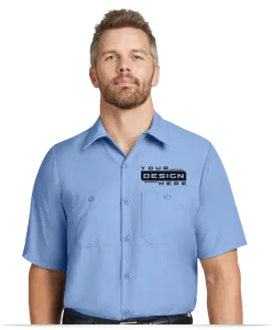 Custom Embroidered Logo Red Kap Work Shirts for Men