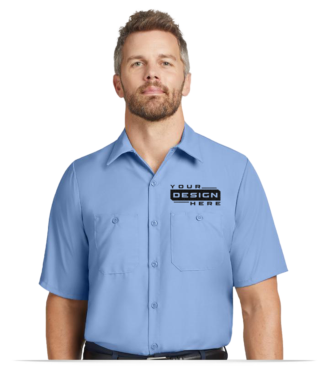 Custom Embroidered Logo Red Kap Work Shirts for Men