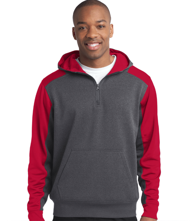 Colorblock Zip Hooded Sweatshirt with Personalized Custom Logo
