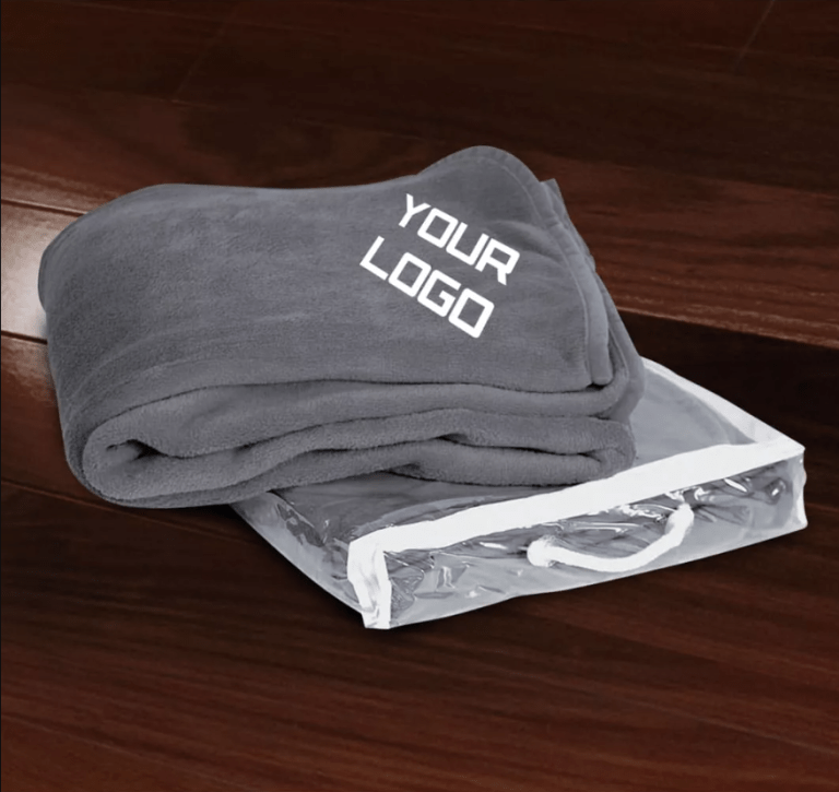 Custom Plush Fleece Blanket Embroidered Logo At AllStar Logo