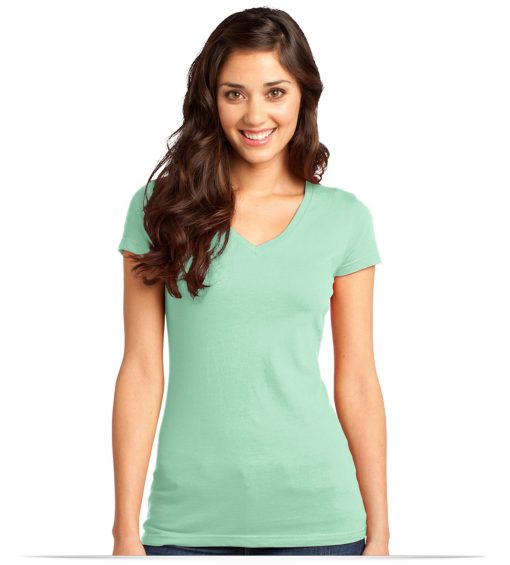 Embroidered District Juniors Tee V-Neck