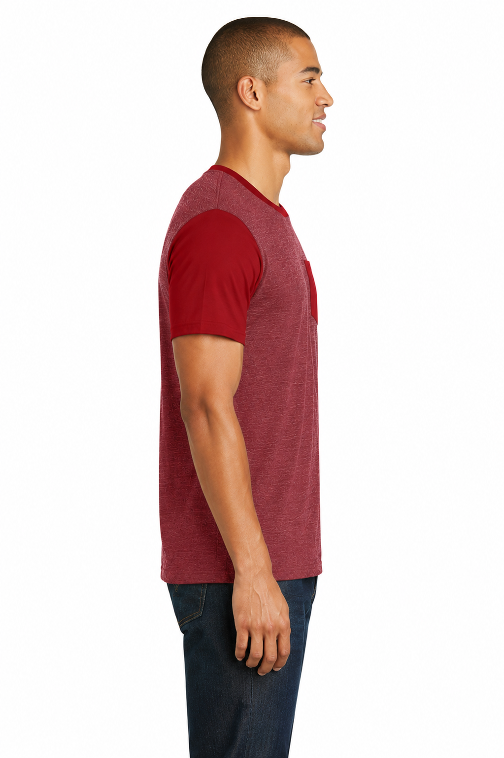 District Men's Tee Contrast Sleeves & Pocket - Image 2
