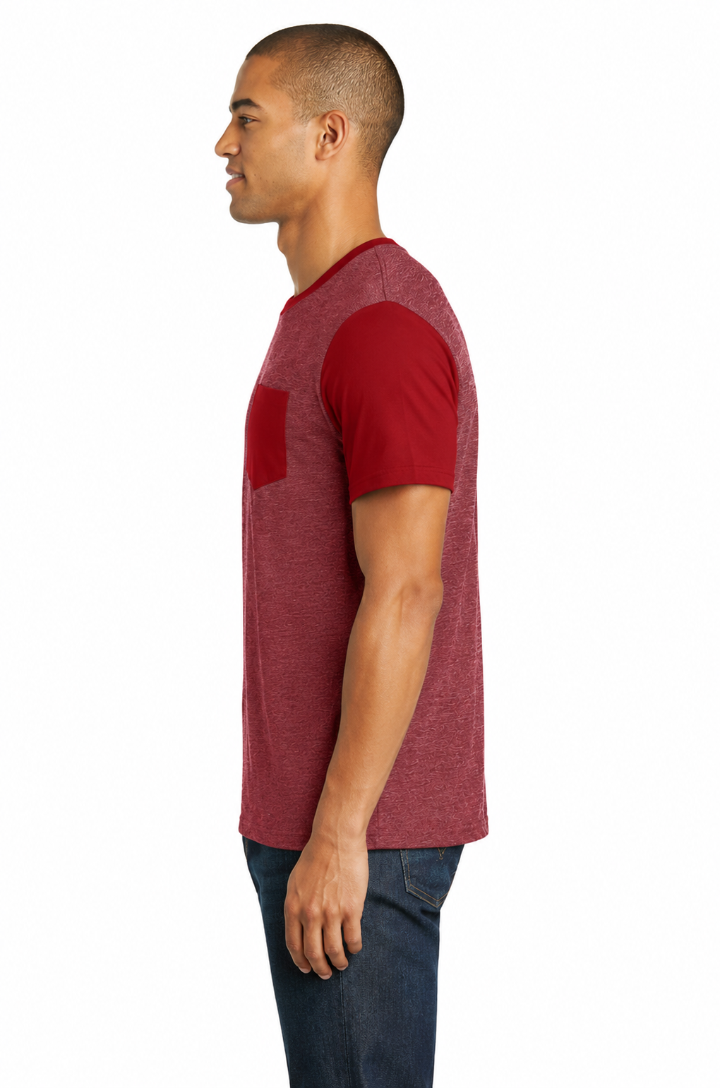 District Men's Tee Contrast Sleeves & Pocket - Image 3