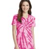 Embroidered Port and Company Ladies Tie-Dye V-Neck Tee