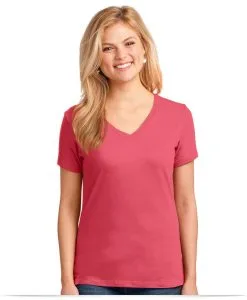Customize Port and Company Ladies 100% Cotton V-Neck Tee