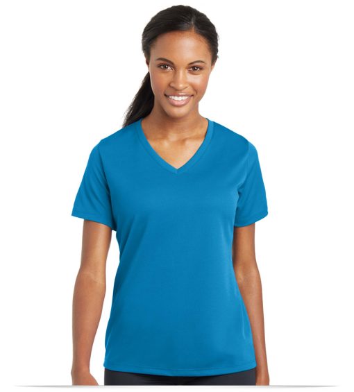 Customize Sport-Tek Ladies RacerMesh V-Neck Tee