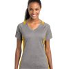 Embroidered Sport-Tek Ladies Colorblock V-Neck Tee