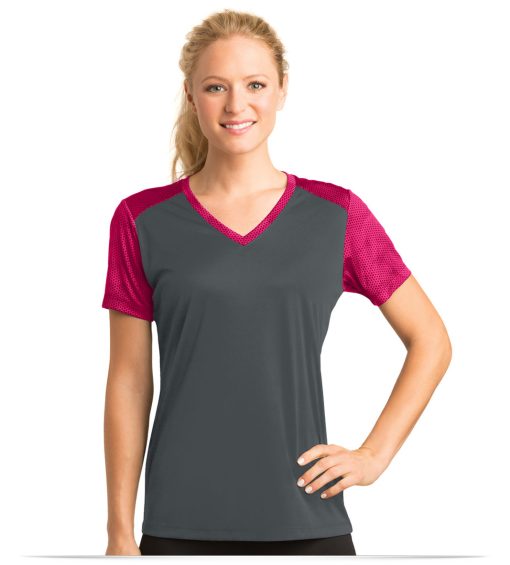 Customize Sport-Tek Ladies Colorblock V-Neck Tee