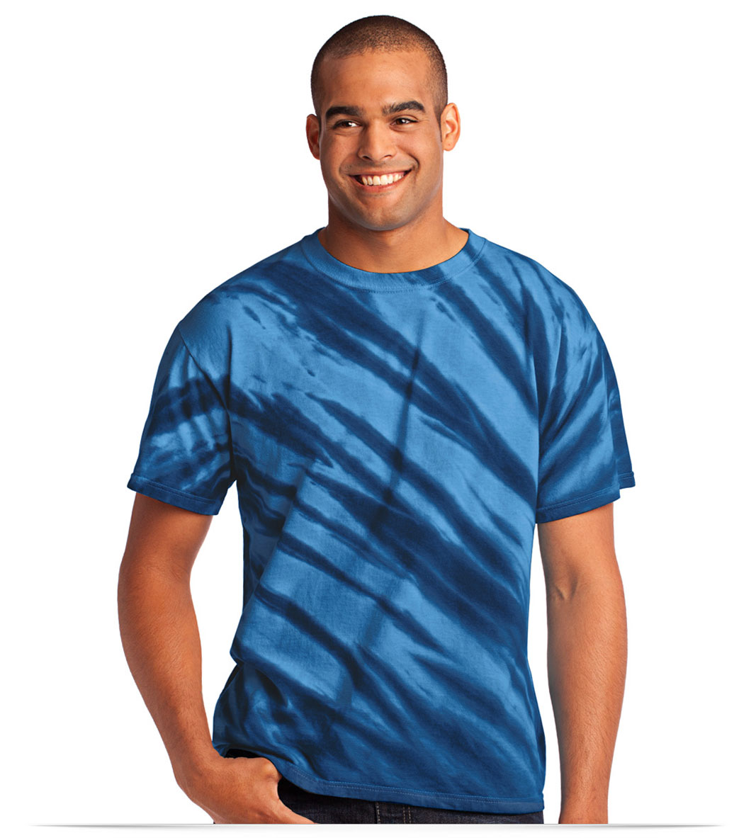 Personalized Logo Port and Company Tiger Stripe Tie-Dye Tee