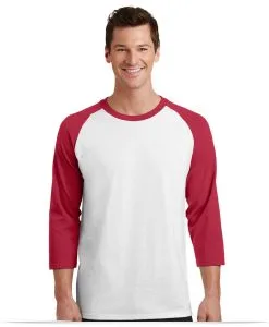 Custom Port and Company 50/50 3/4-Sleeve Raglan Tee
