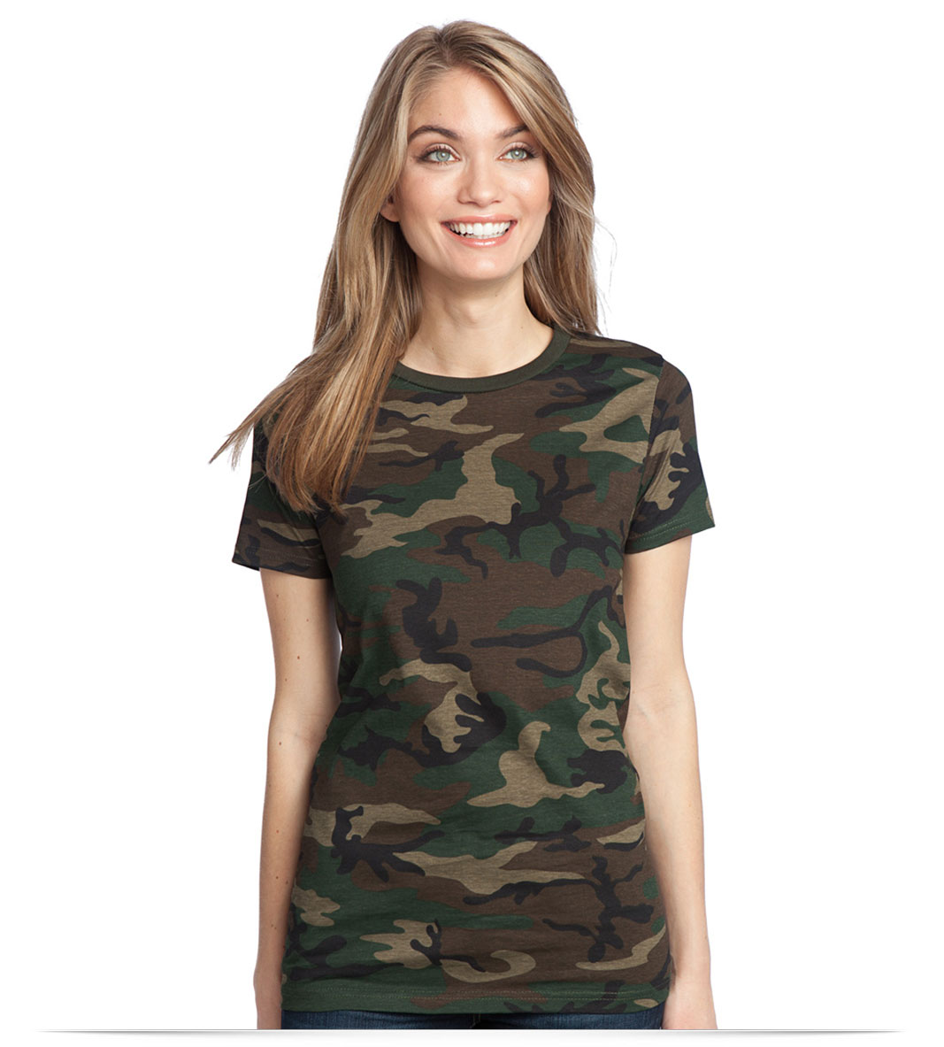 MilitaryCamo District Ladies Camo Crew Tee