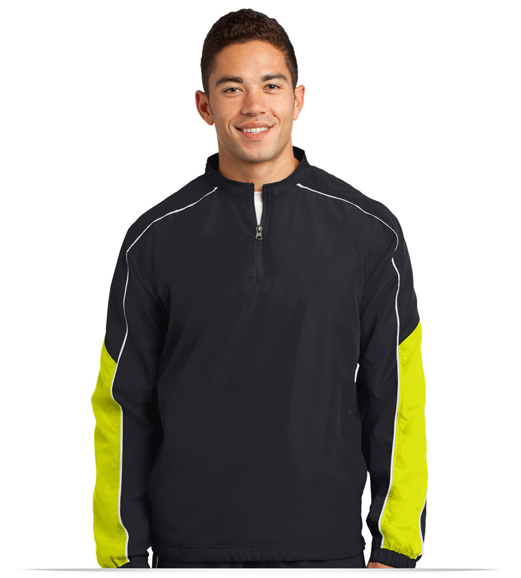 Black Tron Design Sport-Tek Piped Colorblock 1/4-Zip Wind Shirt
