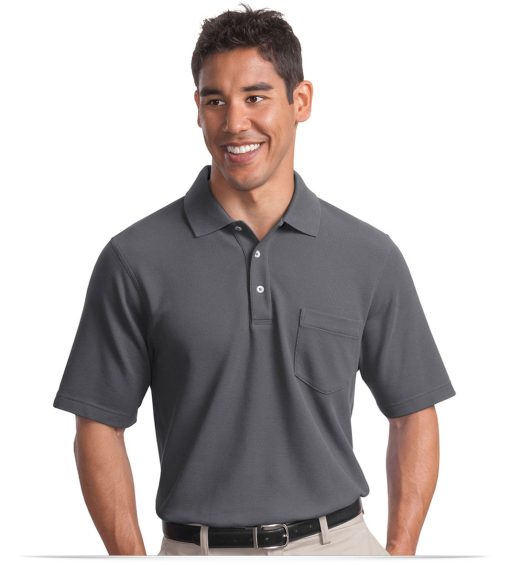 Customize Logo Port Authority EZCotton Pique Pocket Polo