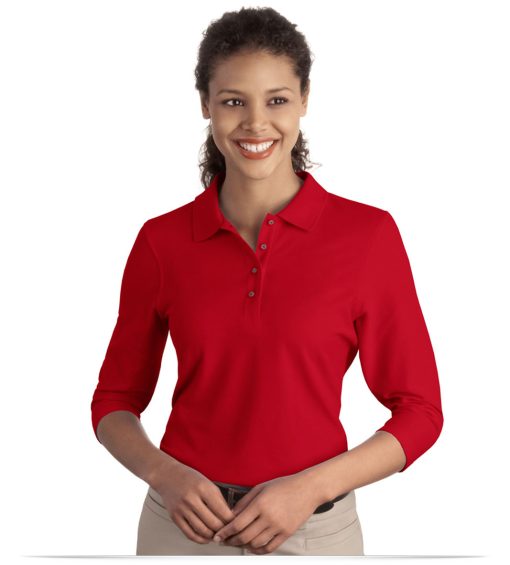 Customize Port Authority Ladies Silk Touch 3/4-Sleeve Polo