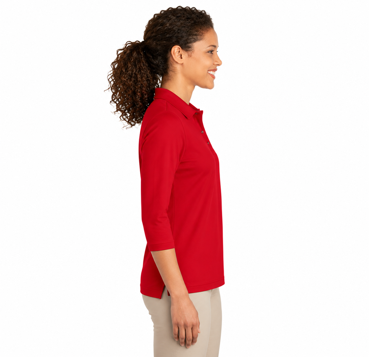 Port Authority Ladies Silk Touch 3/4-Sleeve Polo - Image 2