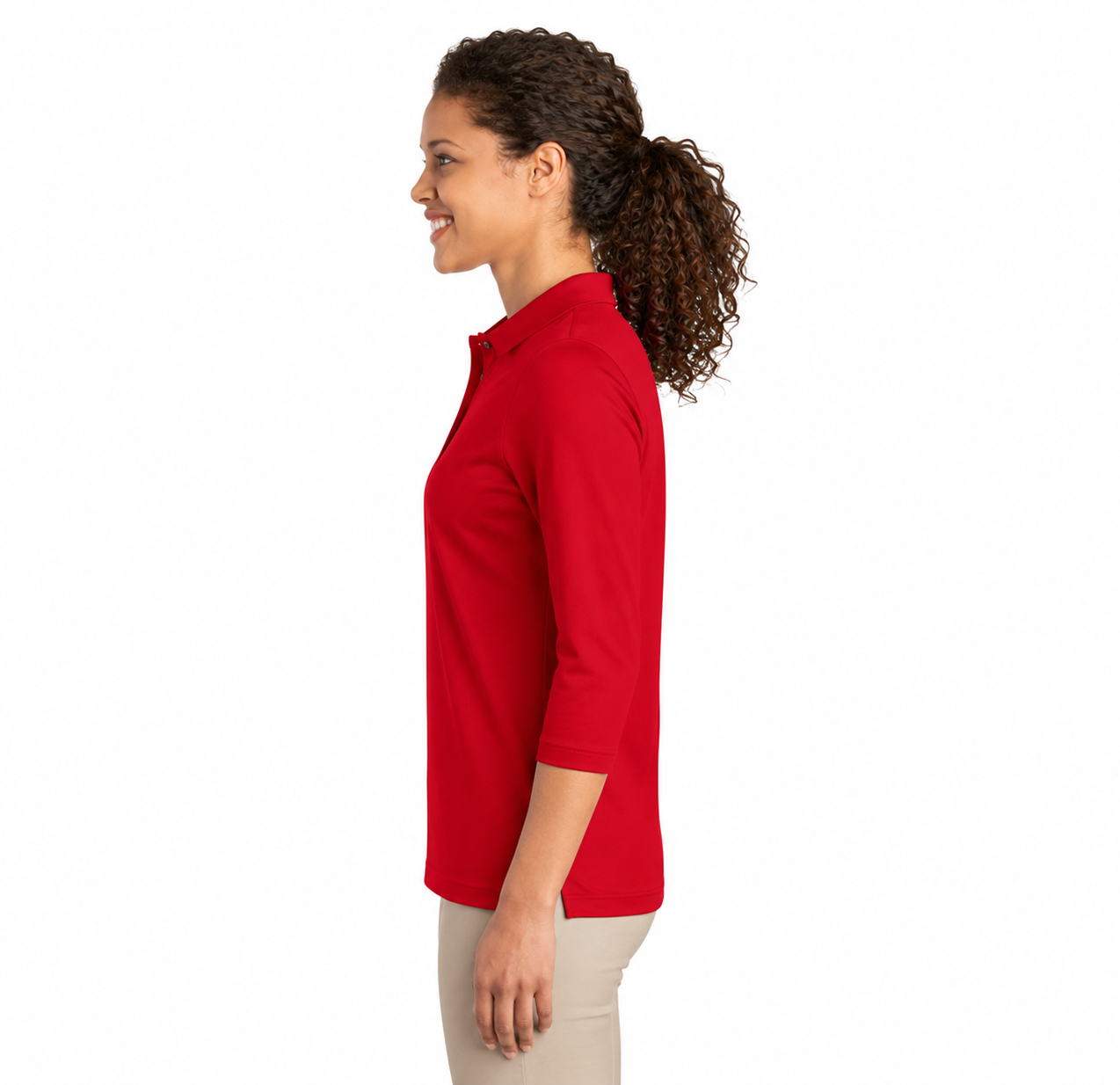 Port Authority Ladies Silk Touch 3/4-Sleeve Polo - Image 3