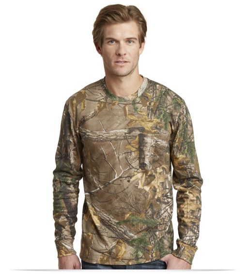 Design Russell Outdoors Long Sleeve Cotton T-Shirt with Pocket