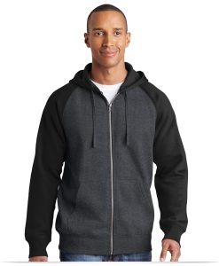 Custom Logo on Sport-Tek Raglan Colorblock Full-Zip Hoodie