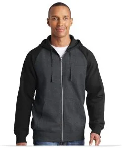 Custom Logo on Sport-Tek Raglan Colorblock Full-Zip Hoodie