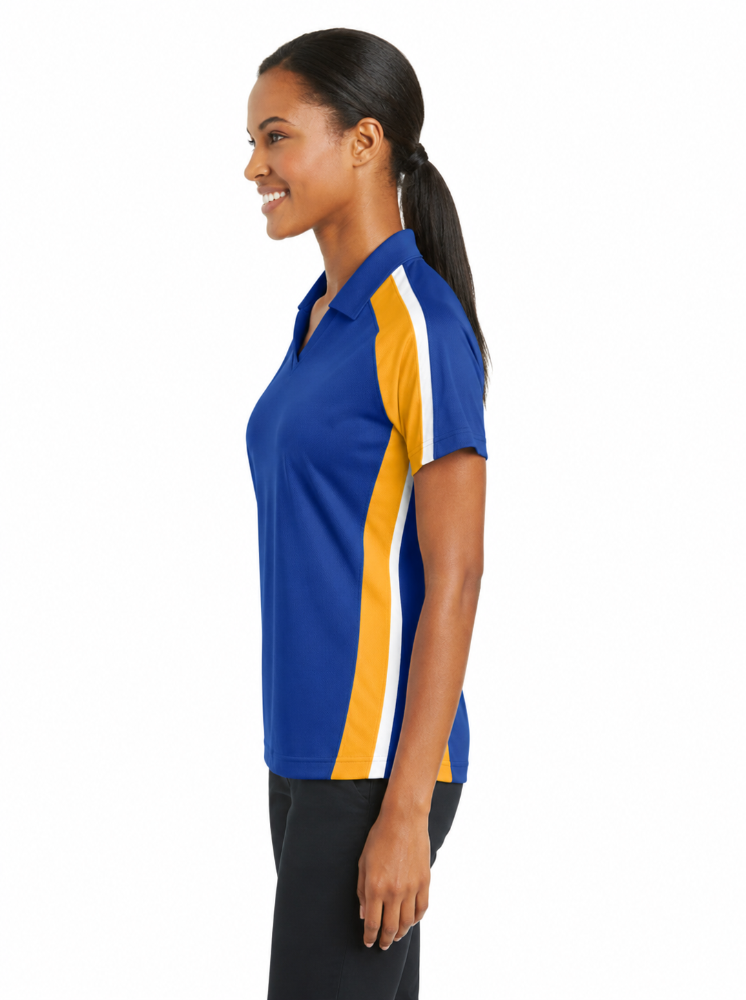 Sport-Tek Ladies Tricolor Microp. Sport-Wick Polo - Image 3