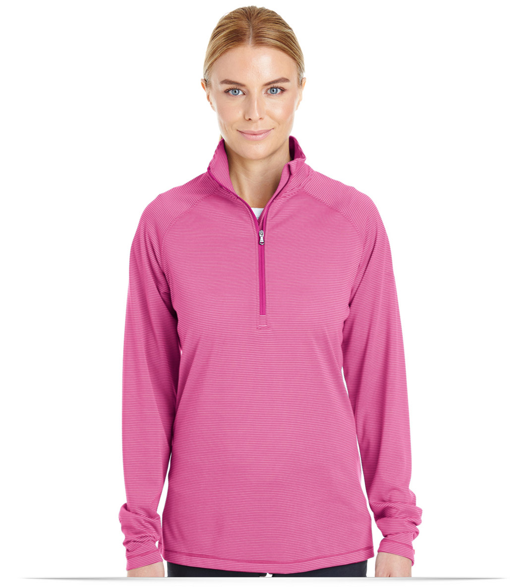 tropicalpink Ladies Stripe Quarter Zip