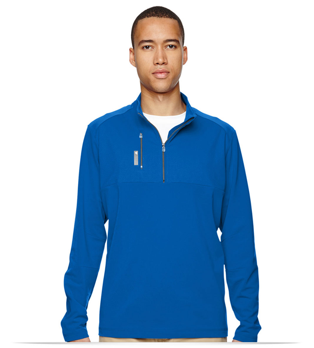 Royal Adidas Golf Mixed Media Quarter-Zip