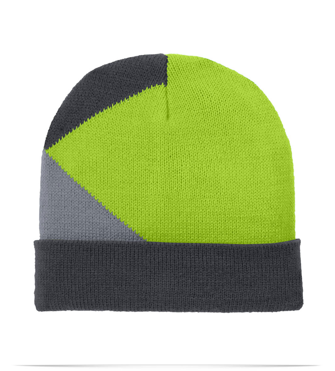 ChargeGreenGraphiteSilver Port Authority Cuffed Colorblock Beanie