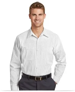 Red Kap Long Size, Long Sleeve Striped Industrial Work Shirt