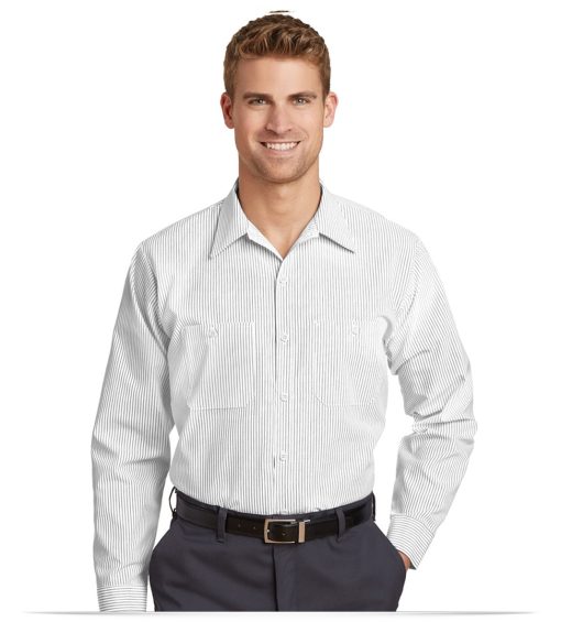 Red Kap Long Size, Long Sleeve Striped Industrial Work Shirt