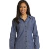 Ladies Patch Pockets Denim Shirt