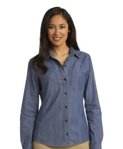 Ladies Patch Pockets Denim Shirt