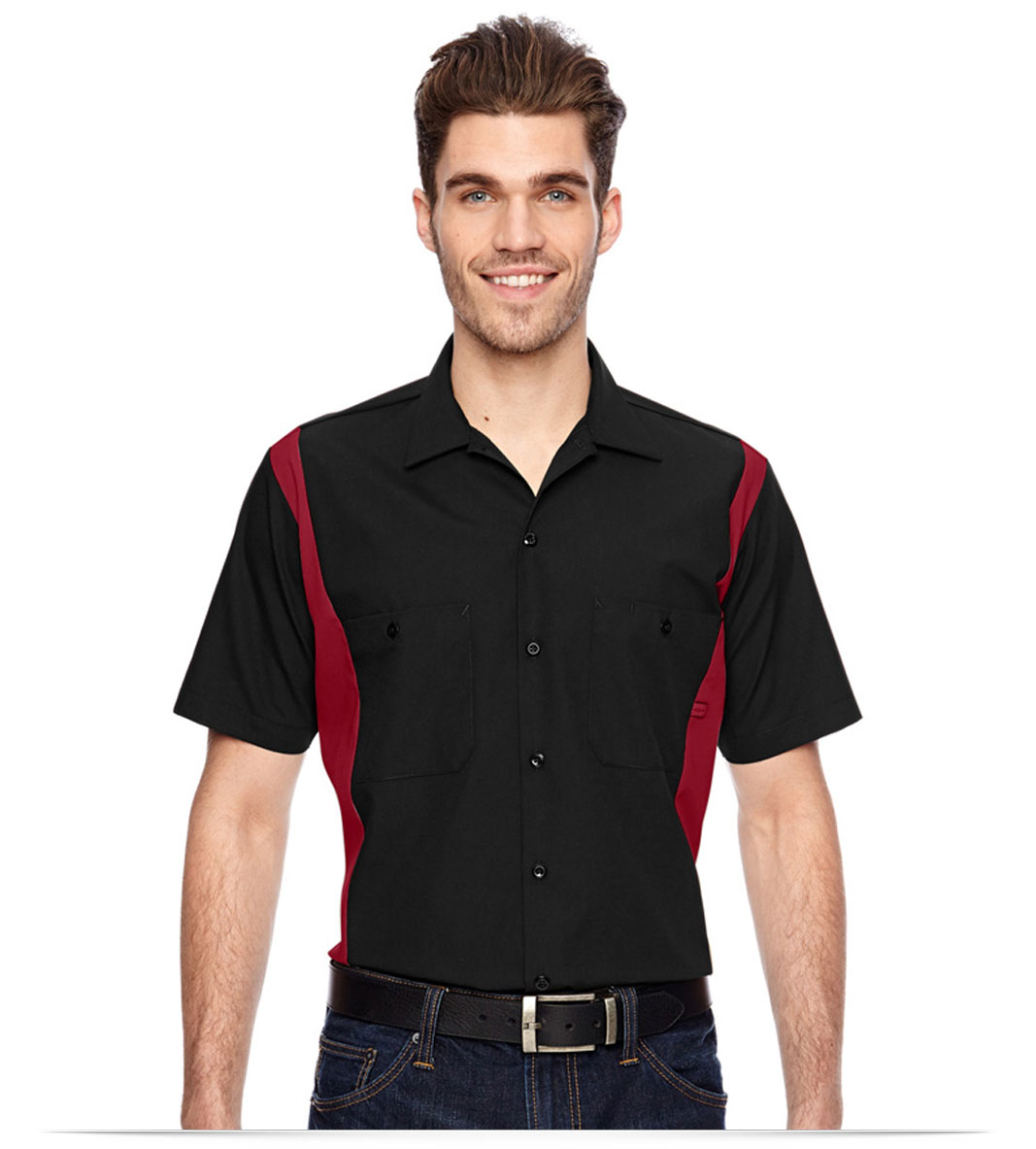 black-red Dickies Industrial Colorblock Shirt