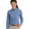 Embroidered Port Ladies Long Sleeve Value Denim Shirt