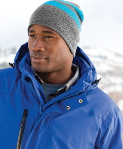 Alternative view of Port and Company Fleece-Lined Striped Beanie Cap