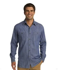 Custom Port Authority Patch Pockets Denim Shirt