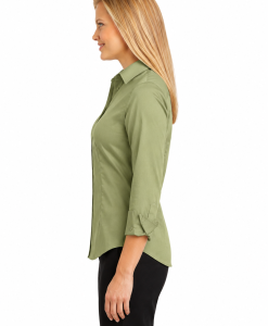 Alternative view of Ladies 3/4-Sleeve Nailhead Non-Iron Shirt