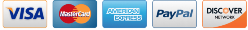 Payments for online orders are accepted through all major credit cards which include Visa, MasterCard, American Express, Discover and PayPal.