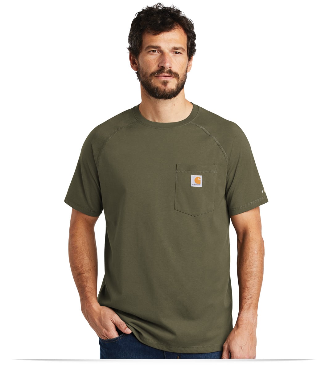 BCT100410-Moss-Front Carhartt Force Cotton Delmont Short Sleeve T-Shirt